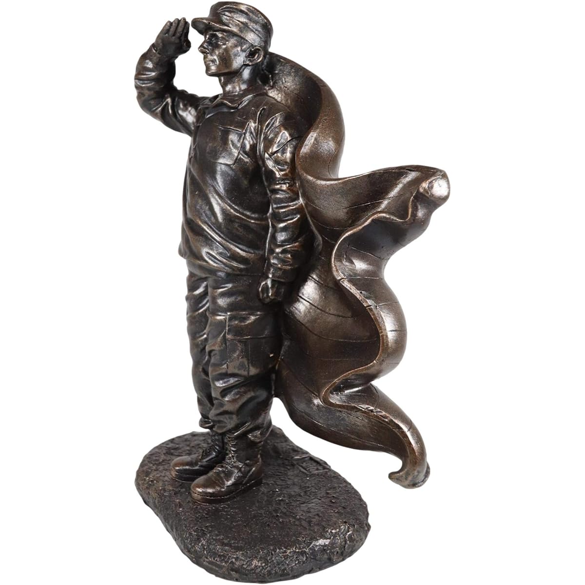 Ebros Gifts to the Flag Salute American Patriotic Soldier Statue 26cm H Honor and Valor Solemn Tribute USA Military Soldier Stars and Stripes Figurine