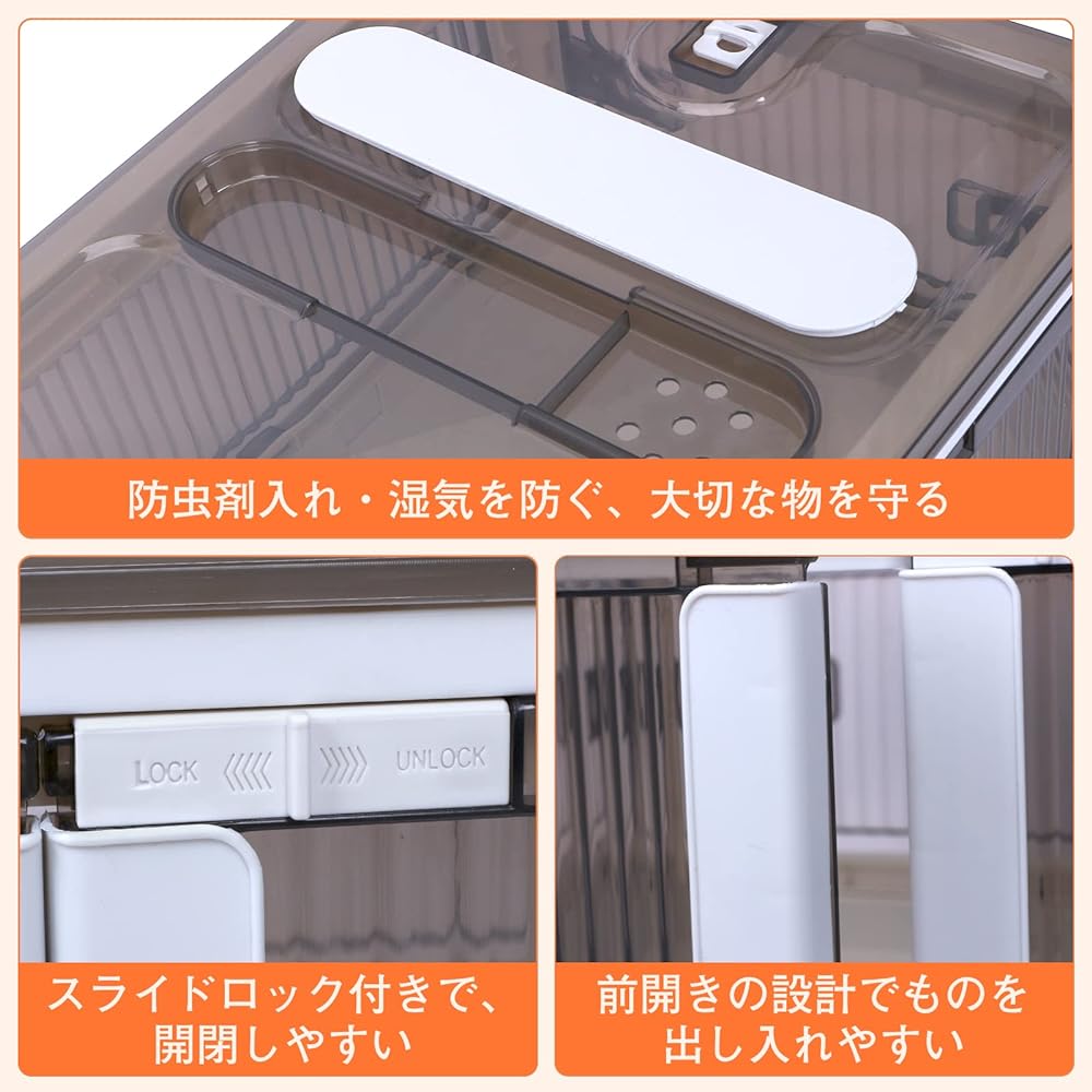 RAIN QUEEN Storage Box, Foldable, with Lid, Can Be Removed from All Directions, Container Box, Folding, Storage Case, Clothes and Accessories Storage, 5-sided Opening, Clothes Organization, with Wheels, Storage Case, Clothes Storage, with Wheels, Storage