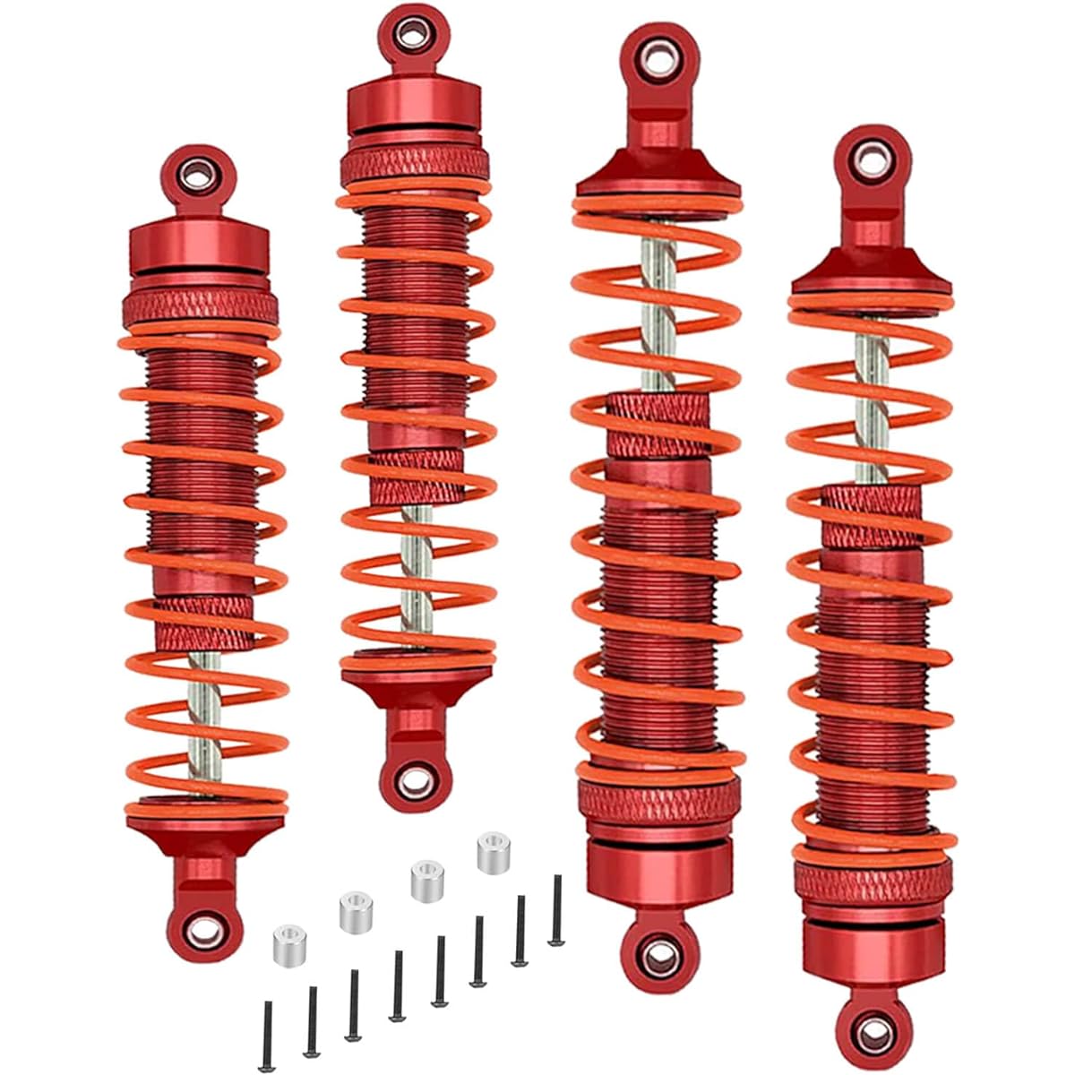 HopsupRC Big Bore RC Shock Upgrade Parts for 1/10 Traxxas Rustler/Slash/Stampede/Hoss 4x4 VXL 4WD 4pcs Alloy Full Metal Front Rear Shock Absorber Damper 5862 Replacement Red