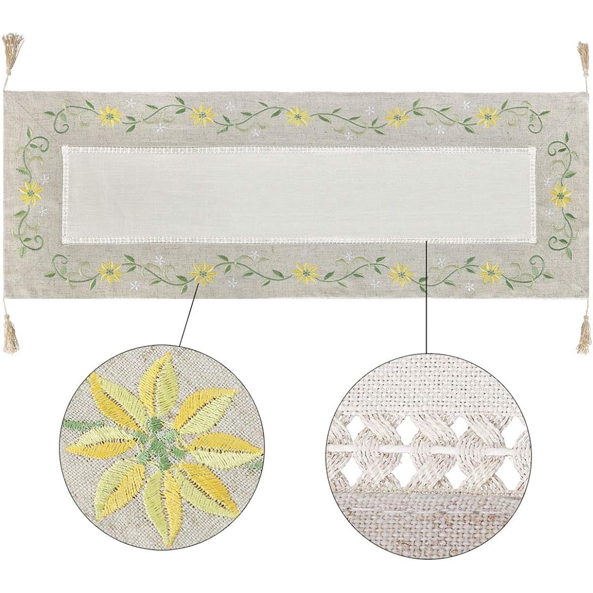 Handmade Hemstitch Natural Rectangle Table Runner 15*42 inch Gray
