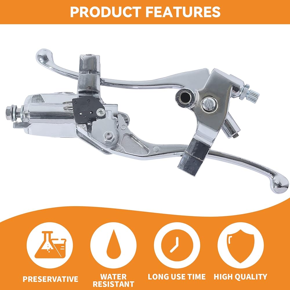 Stylemafia Universal Motorcycle 1" 25mm Brake Clutch Master Cylinder Lever Compatible with Honda Kawasaki Suzuki Yamaha (Silver)