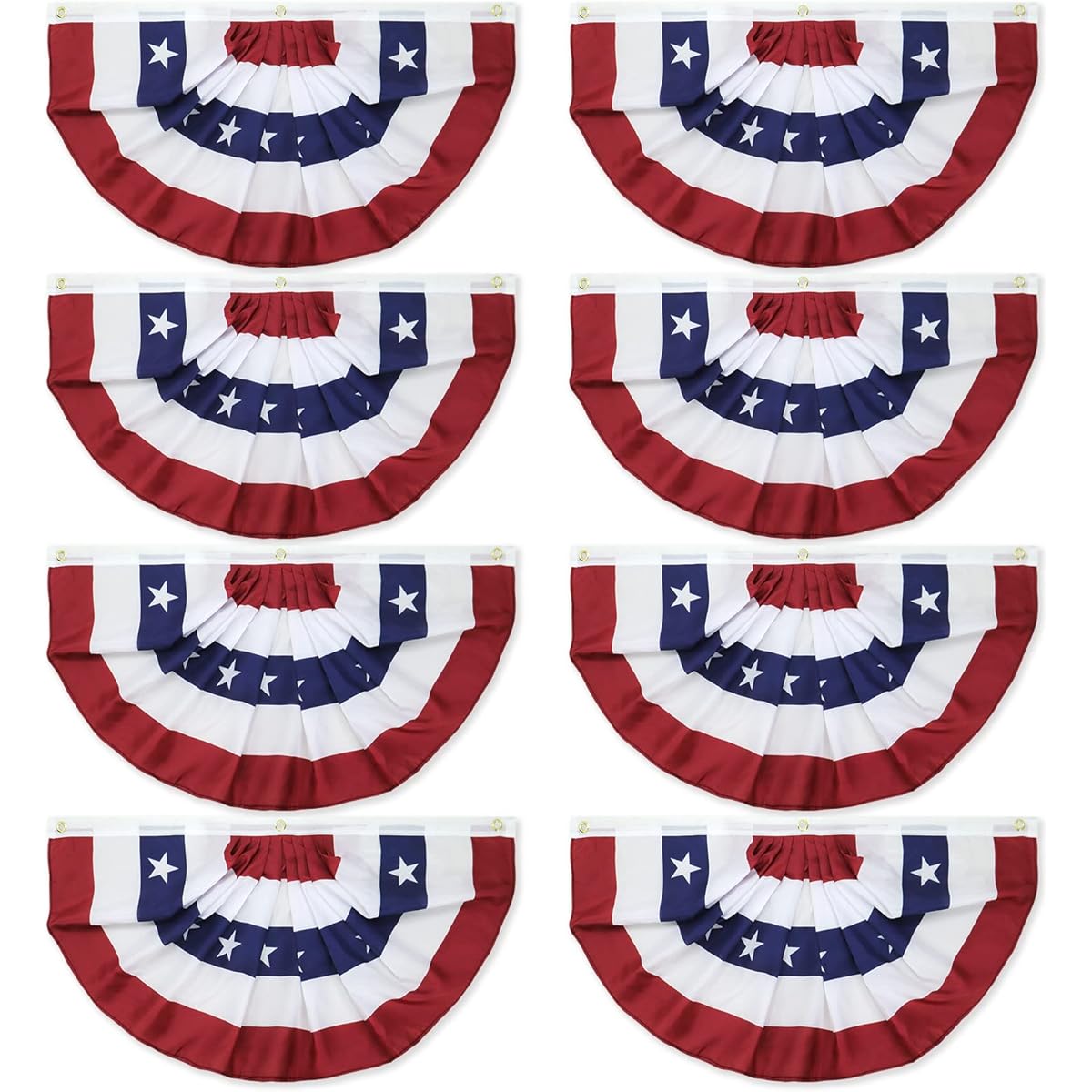 Motiloo American Pleated Fan Flag 1.5x3ft American Flag Fan American Flag Patriotic Half Fan Banner Flag 4th of July Memorial Day Indoor Outdoor Decor (Set of 8)