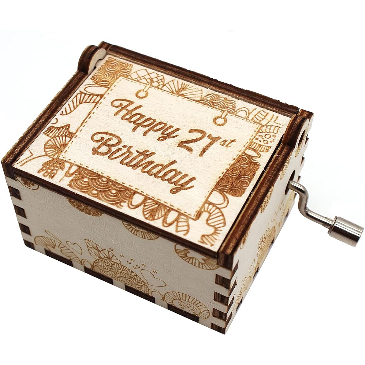 ukebobo Wooden Music Box - Happy Birthday Music Box 21st Birthday 21st Birthday Party Decoration - 1 Set (21-01 Years)