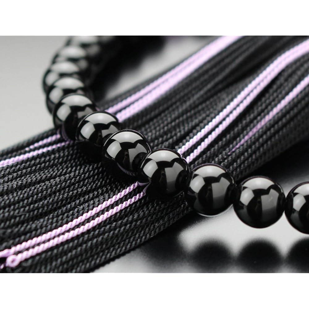 Nenju.com Prayer beads for women, approximately 8 mm, black onyx, wisteria stone, pure silk 2-color tassels [Informal prayer beads, Kyoto prayer beads, Kyoto memorial service, funeral, memorial service, natural stone, lavender amethyst, purple stone 2000