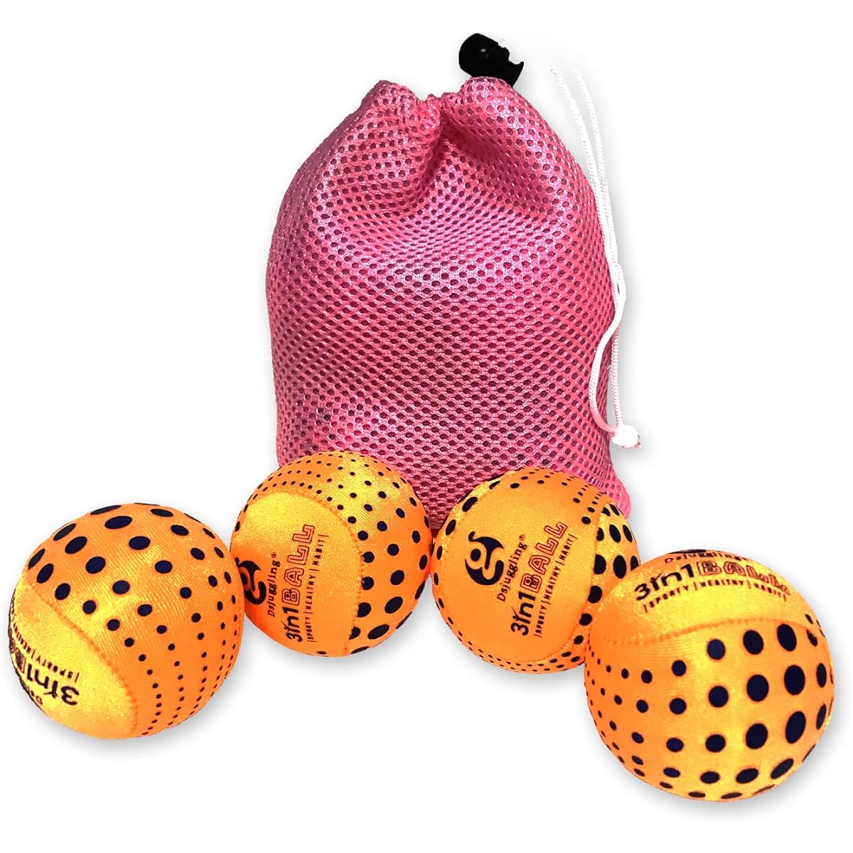 DSJUGGLING 4 Pieces Washable Juggling Balls for Beginners and Professionals 100g Each Set of 4 - Soft and Easy Juggling Balls Multiple Practice Juggling Ball Kit for Kids & Adults