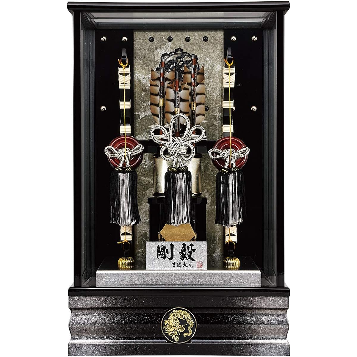 Hamayumi Yoshitoku Daiko Case Decoration Gouki No. 11 Black and silver gradation case Beveled glass Family crest can be added h061-ys-210629