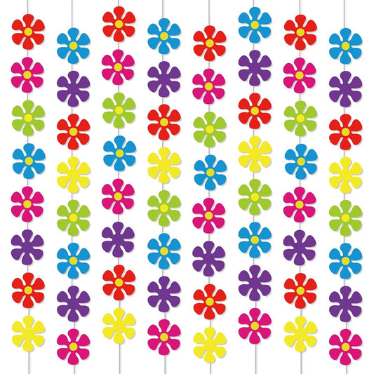60's Hippie Party Banner Retro Flower Paper Garland Kit Groovy Hippie Hanging Swirl Peace and Love Groovy Hippie Paper Cutouts for Birthday Party Baby Shower Home Classroom Favors Supplies 12 Pack