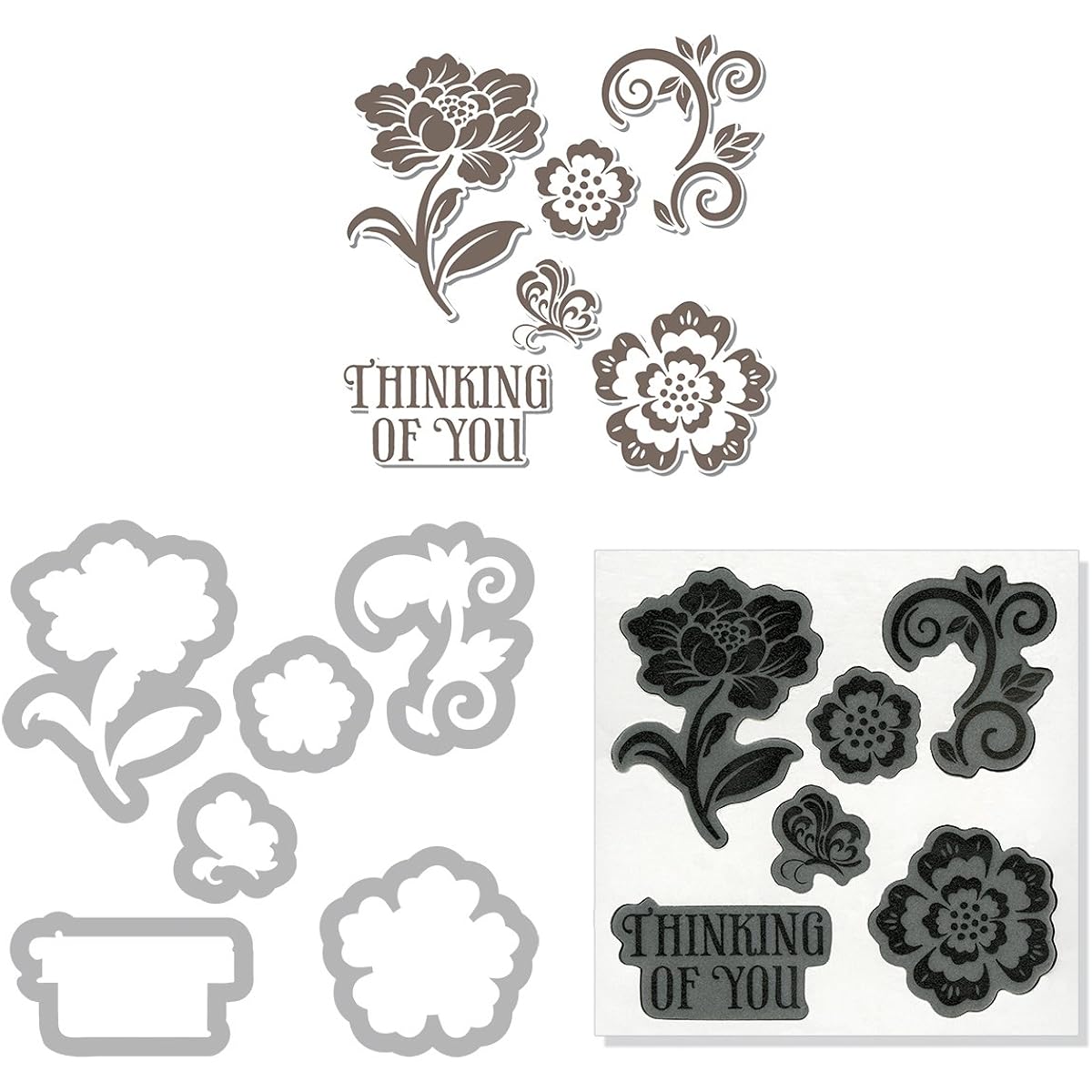 Sizzix Framelits Dies 6/Pkg W/Cling Stamps-Floral (Parallel Input)