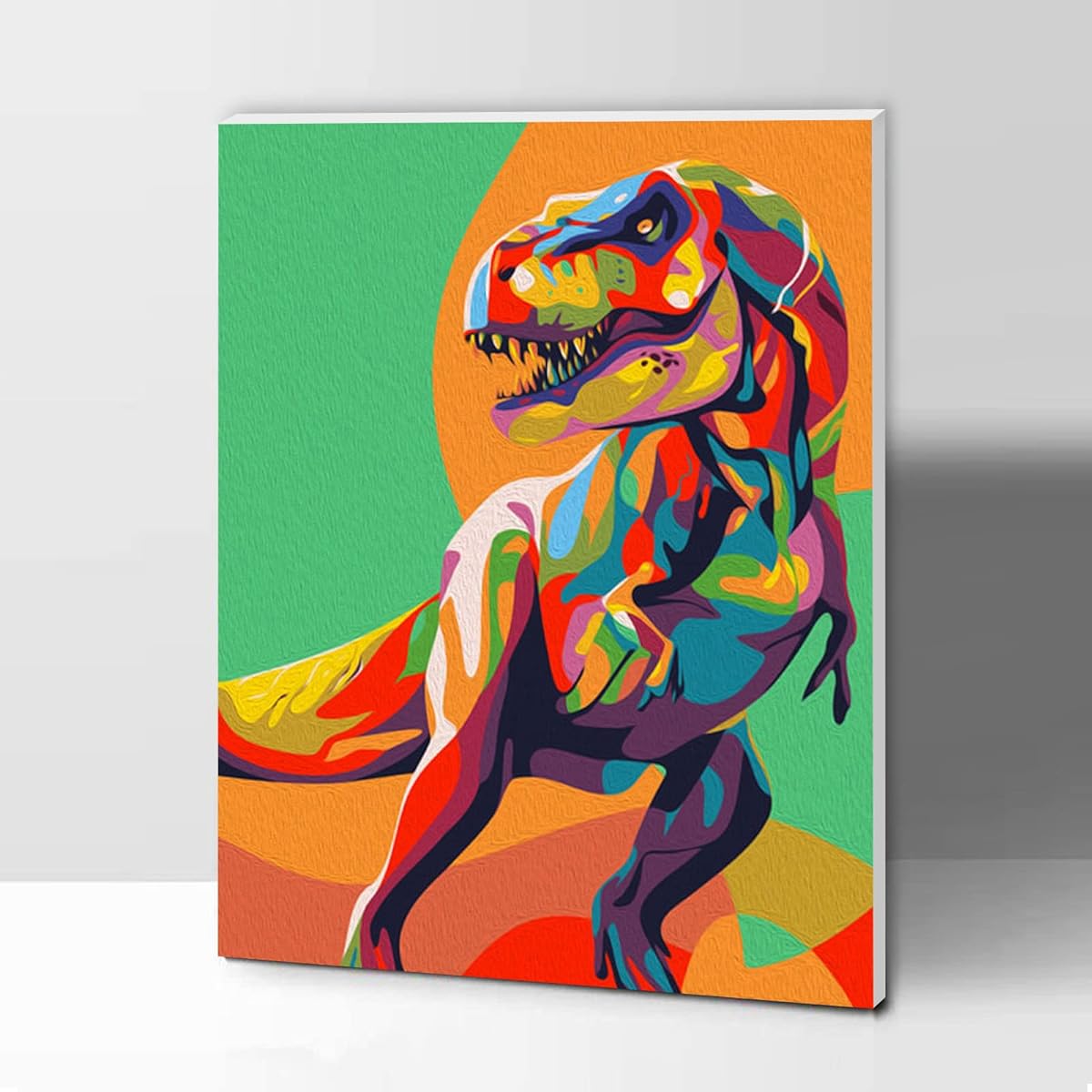 ifymei Coloring by Number Book for Kids and Adults Beginner DIY Acrylic Painting Kit with Framed Canvas 12" x 16" Colorful Dinosaur
