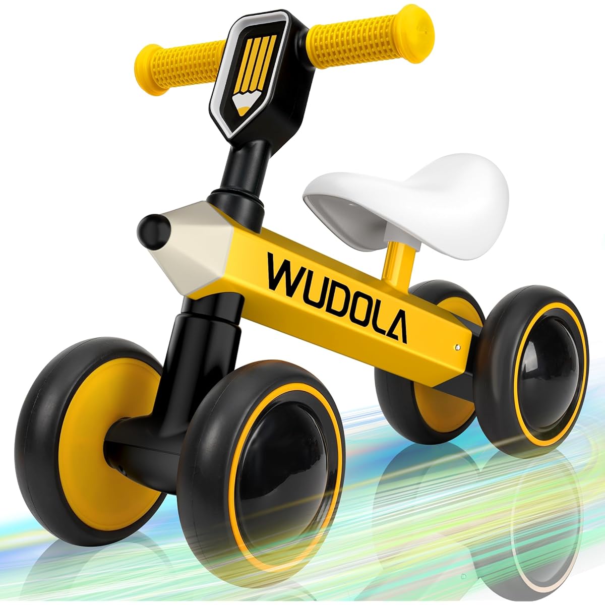 Wudola Baby Walker Balance Bike, Suitable for Ages 10-36 Months, First Bike for Preschool Toddlers, No Pedals, Silent Wheels, Toddler Bike, 1 Year Old, Boys, Girls, Birthday Gift (Yellow), BK-235