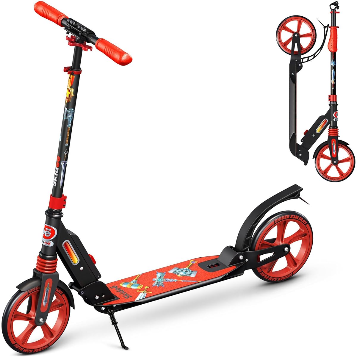 Scooter for Kids 6-12 Years Old, 12 Years Old Teens, Adult Scooter with Shockproof Suspension, Kids Scooter for Ages 8+, 4 Adjustable Levels, Handlebar, Fits Up to 41" Height