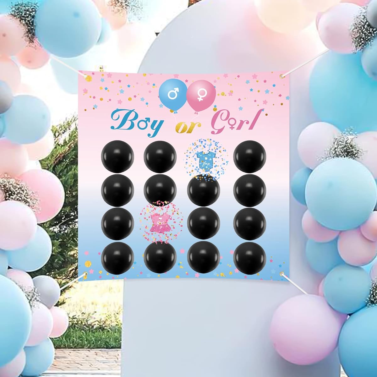 BLOOMWIN Gender Reveal Party Supplies Game Ideas Kit Baby Gender Reveal Dartboard Game Blue Pink Confetti Gender Reveal Balloons Boy Girl Gender Reveal Decorations