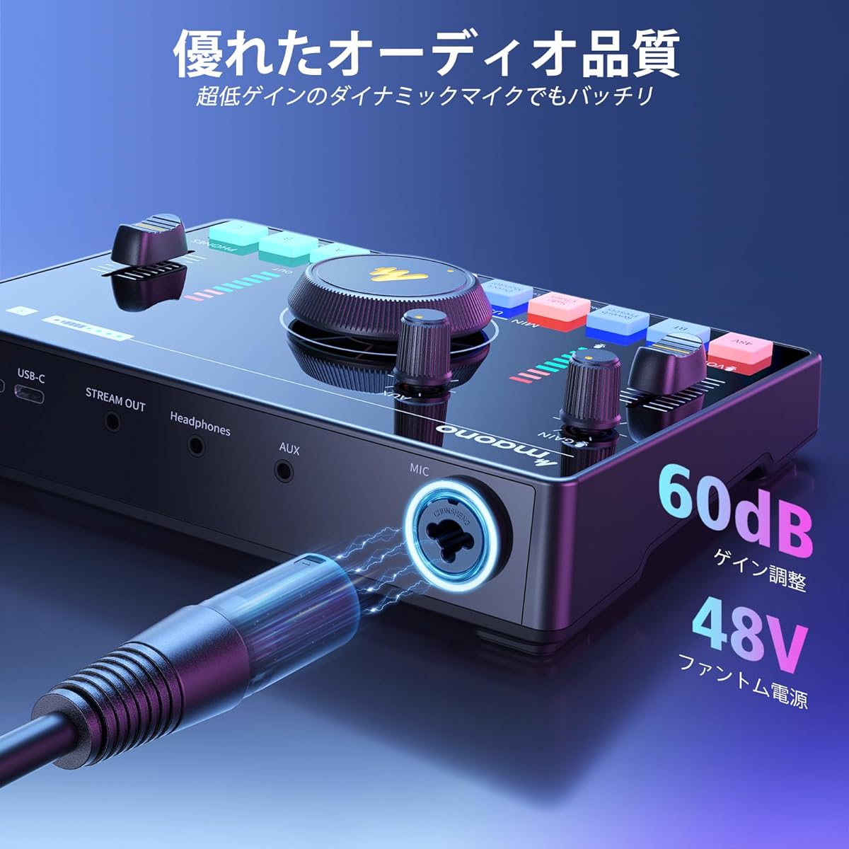 MAONO Audio Mixer Audio Interface XLR Connection Podcast Stereo Mixer Noise Canceling Bluetooth Built-in Battery Live Streaming Recording Live Condition PS4/PS5 Game Effector Processor MaonoCaster AMC2 NEO Black