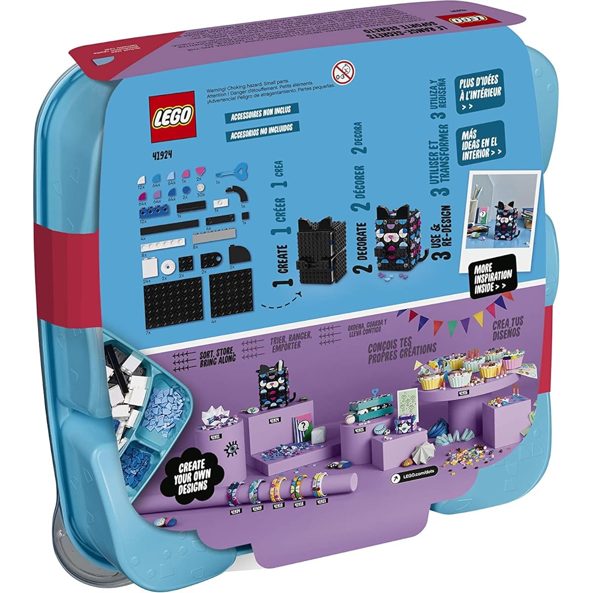 LEGO DOTS Secret Holder 41924 DIY Craft Decorations Kit; Creative Activity for Kids Who Want to Make a Cool Cat Set, New 2021 (451 Pieces)