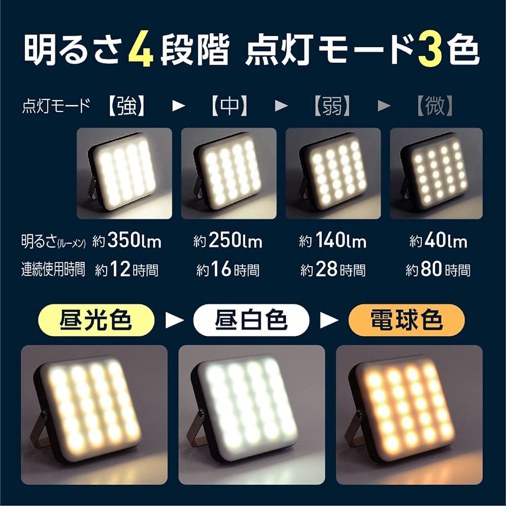LED lantern mobile battery 10000mAh 2 devices simultaneous charging USB Type-C 350 lumens camping fishing disaster prevention bright camping mobile battery mobile charging led TRIFACE TRM-LB1 PSE certified