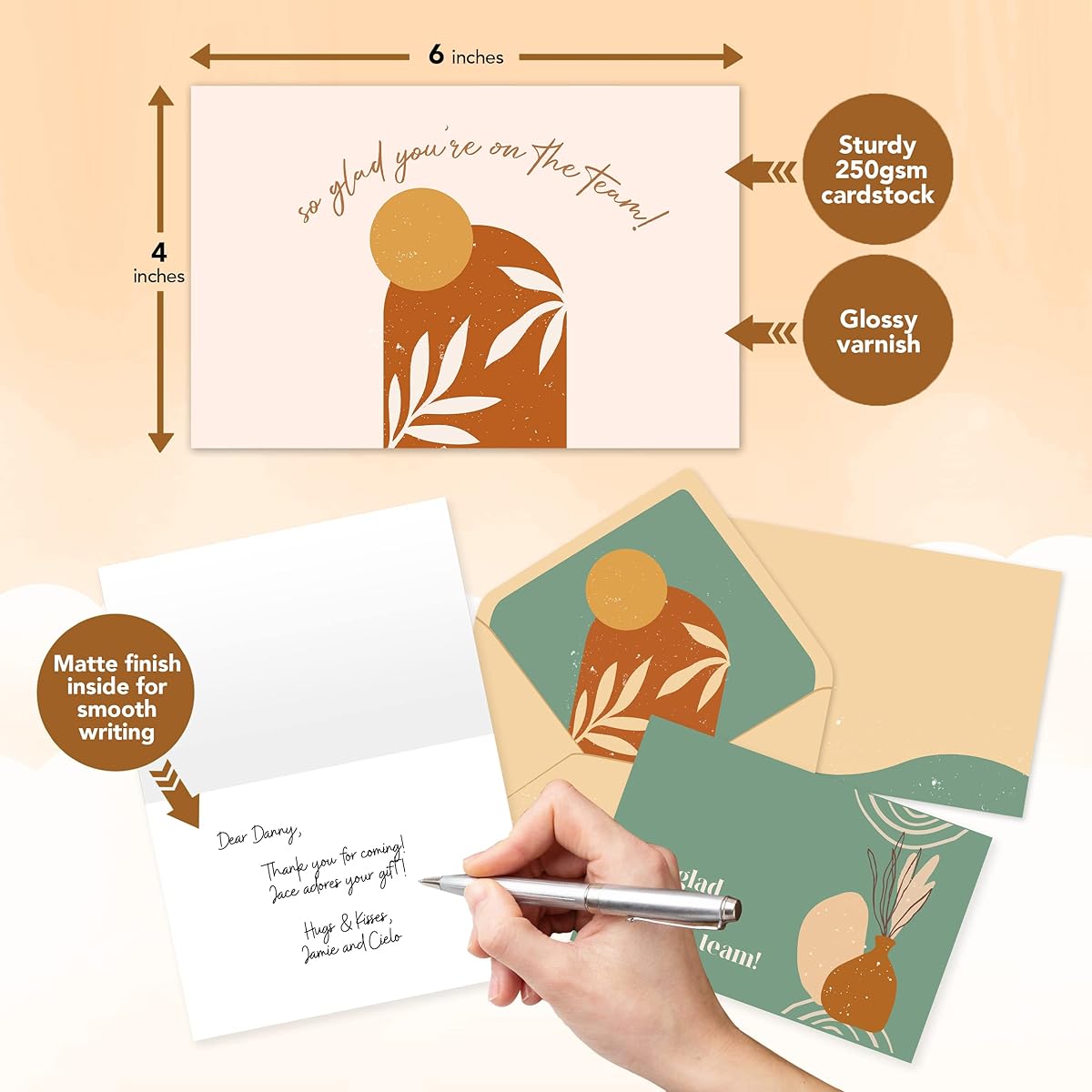 24 Boho Employee Appreciation Cards with Envelopes and Stickers - 6 Designs Blank Inside Boho Thank You Cards Employee Appreciation Cards 6x4 Inch Staff Appreciation Card I Appreciate You Card
