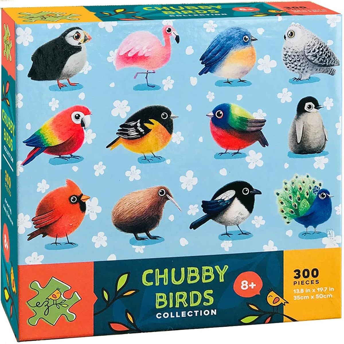 Bird Puzzle 300 Pieces for Kids and Adults Large Pieces Cute Chubby Snow Owl Penguin Peacock Jigsaw Puzzle for Bird Lovers