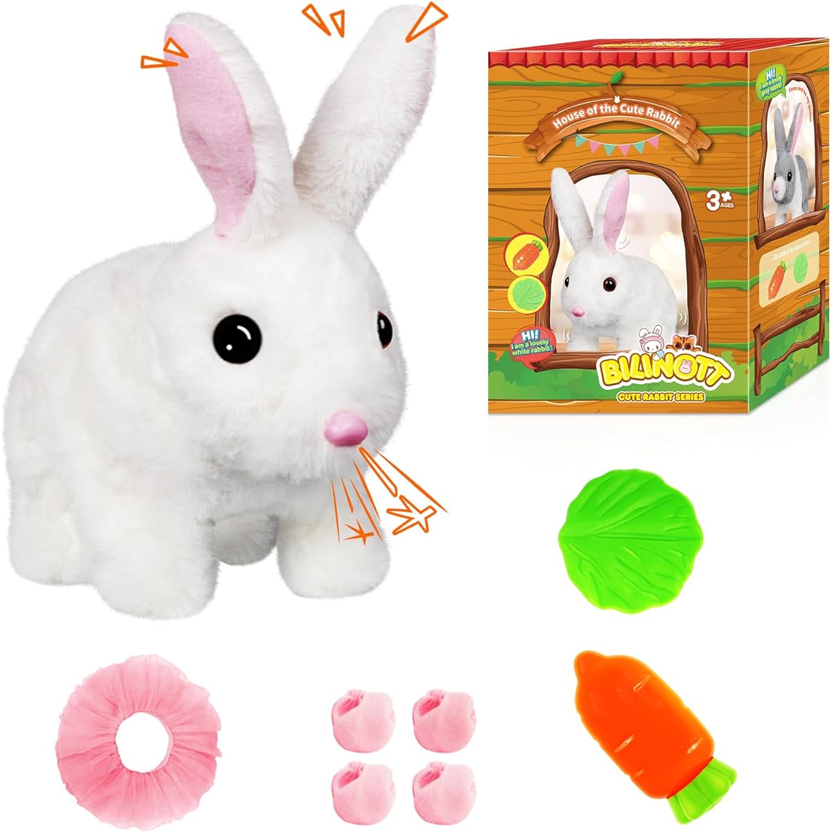 Bilinott Kids Bunny Toy Realistic Rabbit Toy with Jumping Action