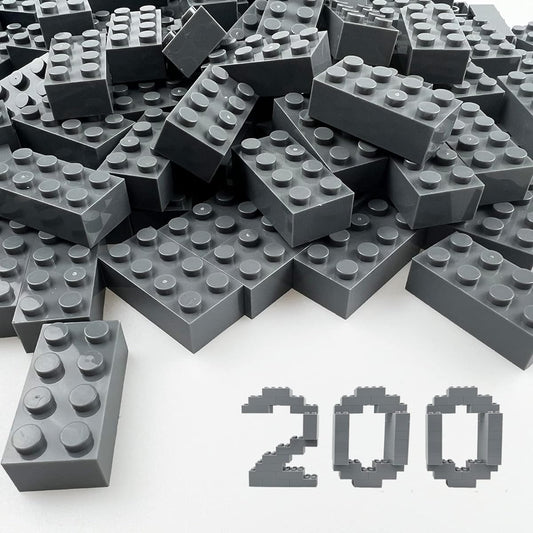 200 Pieces Classic Building Bricks 2x4 Building Blocks STEM Creative Assembly Toys Dark Gray