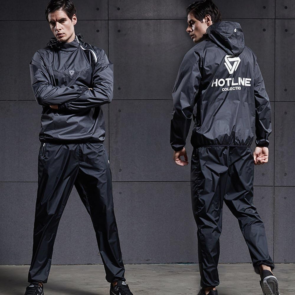 MOECAT Sweating Sauna Suit Men's Athletic Wear Diet Wear Sweating Shirt Training Wear Men's Water Repellent Material Top and Bottom Set [5 Sizes x 5 Colors]