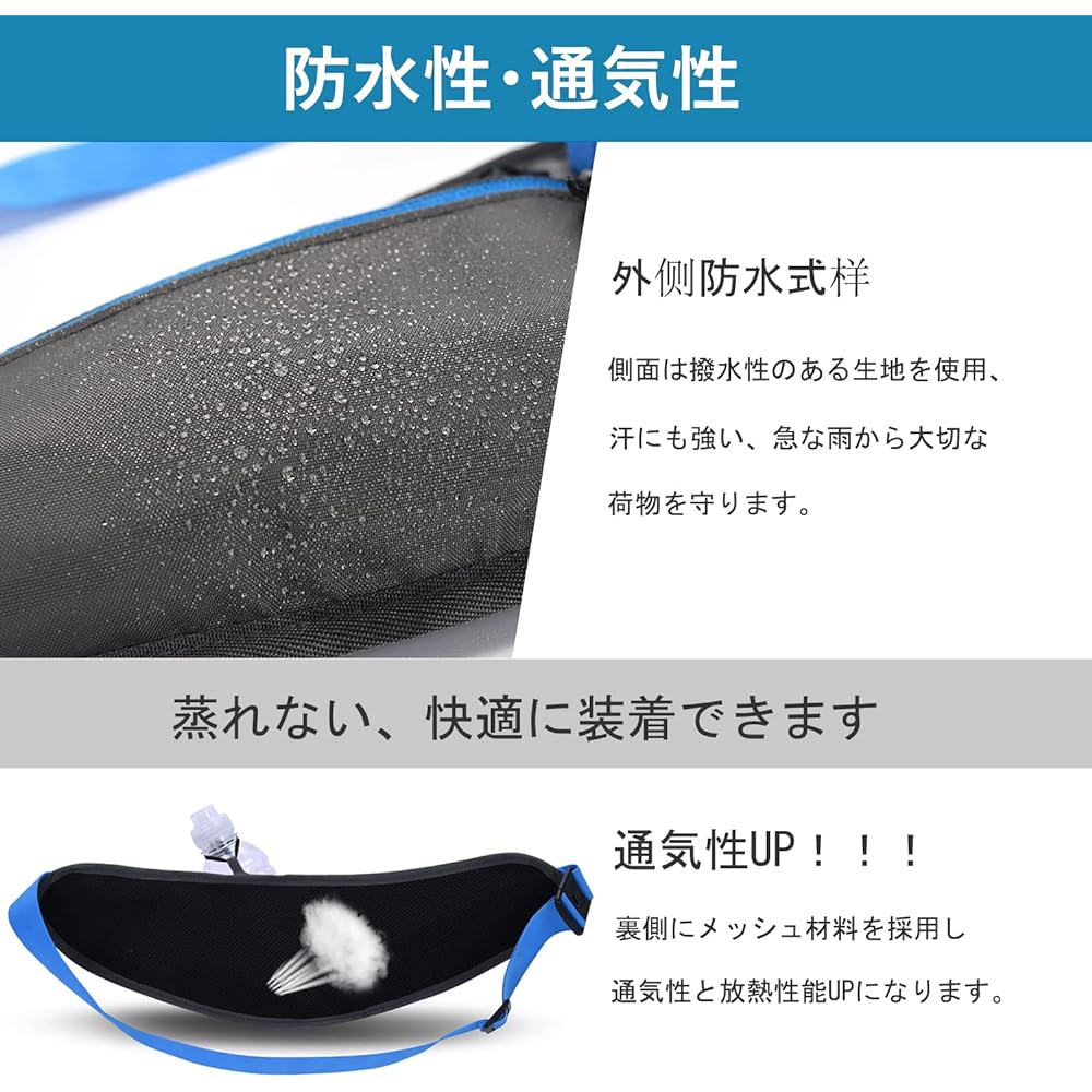 Croogo Waist Pouch, Running Pouch, Waterproof Cover, Waist Bag, Walking Bag, Jogging Pouch, Body Bag, Includes Water Bottle Pouch, Night Reflective, For Fishing, Adjustable (G-OT07-Blue)