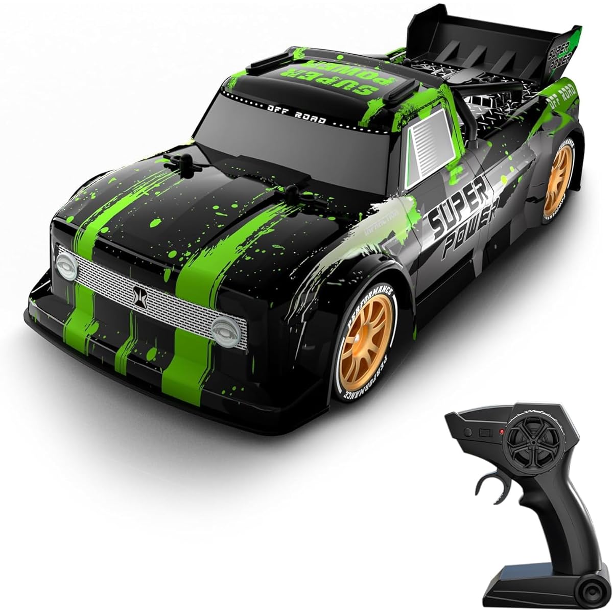 ROBOT PLAZA RC Car with Tire Replacement, Spray Function, 4-wheel Drive, Front and Rear Lights, Drift, Kids Toy, Birthday Gift for Boys