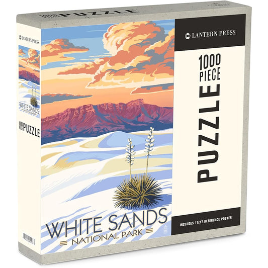 1000 Piece Puzzle White Sands National Park New Mexico Sunset Landscape Made in USA Eco-Friendly Material Linen Paper Jigsaw Puzzle for Adults and Families