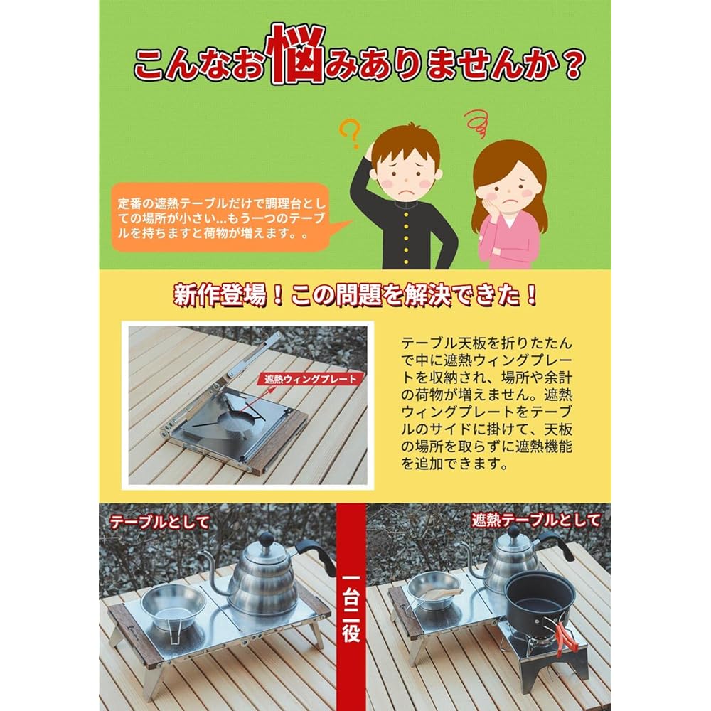 Heat Insulation Table Heat Insulation Board Embossed Bonfire Side Tough Table Single Burner Table Foldable SOTO ST-310/ ST-330 Iwatani Compatible with 5 Types of Burners Outdoor Mini Table Low Table Stainless Steel Storage Bag Included Model Number MD-Z0
