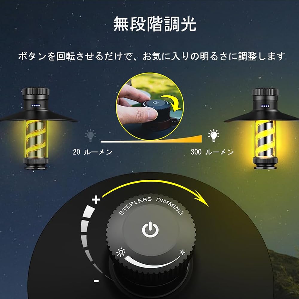 LED Lantern, Camping Lantern, Stepless Dimming Flashlight, Equipped with Light Color and Brightness Memory, USB Rechargeable, IP44 Waterproof and Dustproof, Outdoor Light, Camping, Night Fishing, Hiking, Picnic, Emergency Lighting