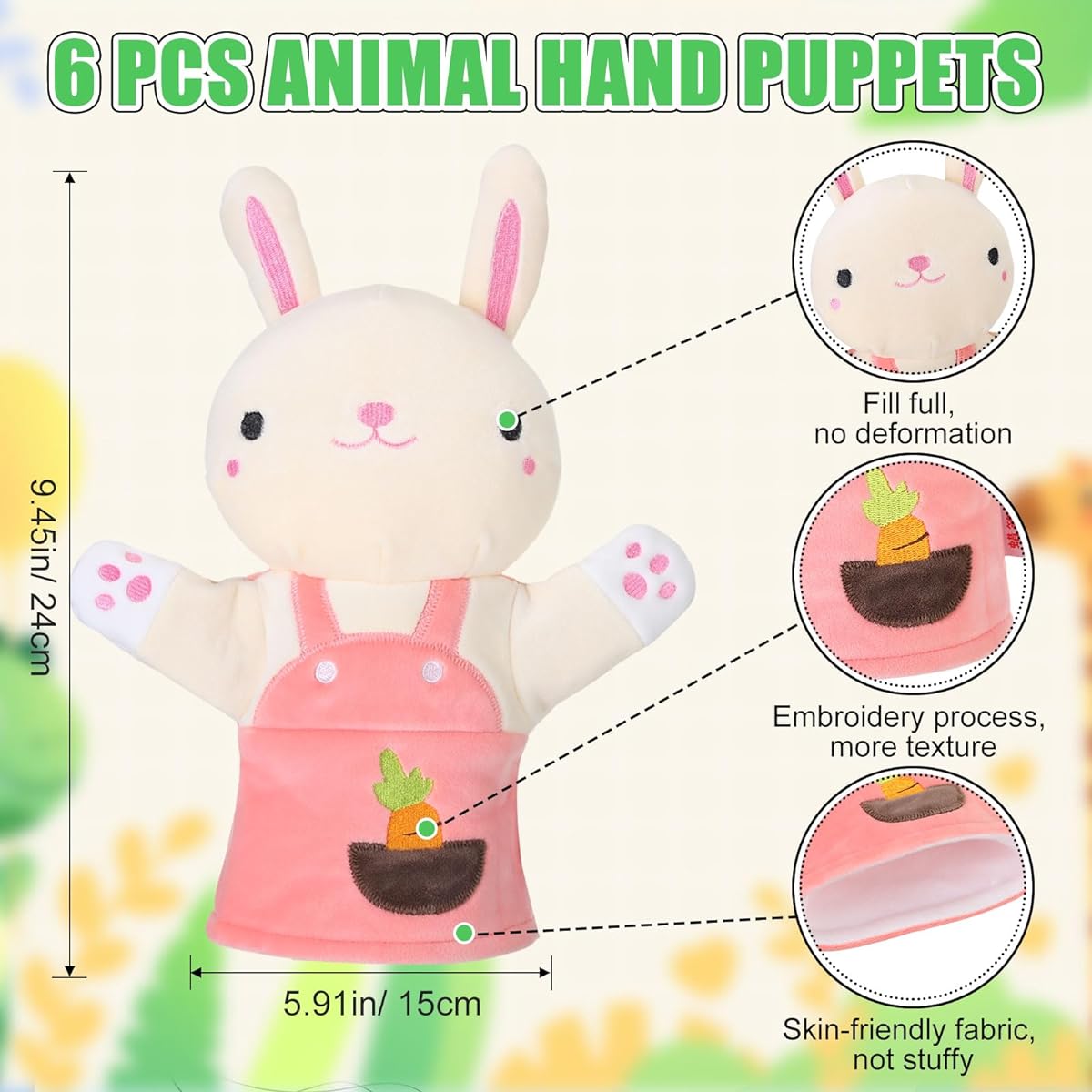 Halloscume 6pcs Animal Hand Puppets, Buddies Hand Puppets Soft Plush Toys with PP Cotton Filled Junior Puppets Stuffed Animals for Storytelling Preschool Education Imaginative Role Play Multicolor