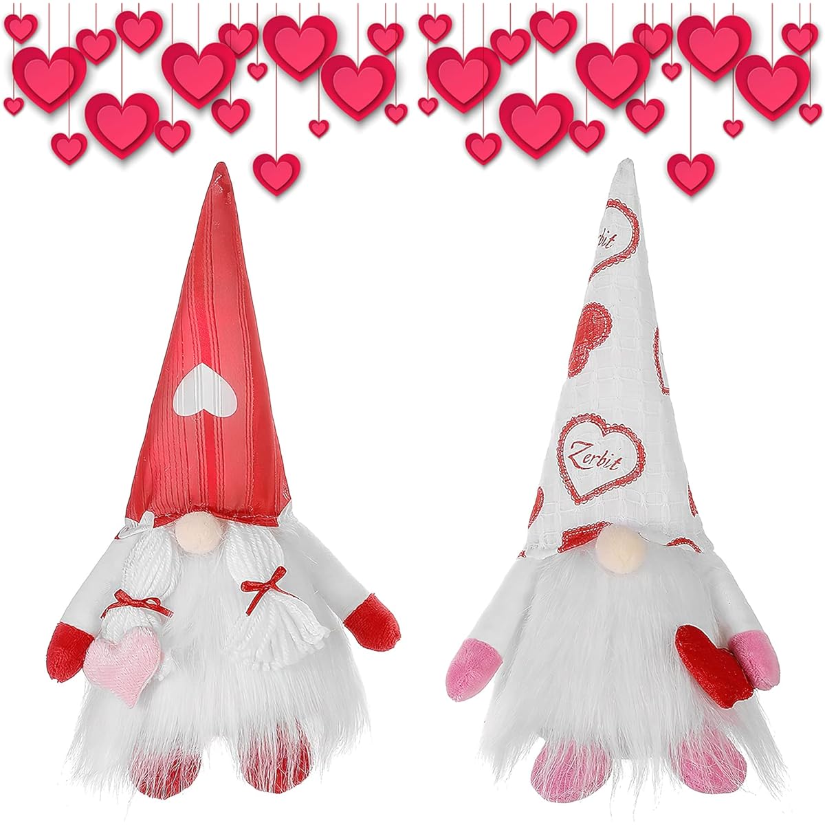 Valentine's Day Gnome Plush Toy Decoration Mr. & Mrs. Doll Plush Gnome Valentine's Decoration Valentine's Gift Home Decor Tabletop Figurine (Valentine)