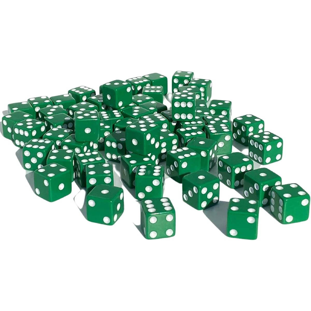 MR CHIPS D6 Standard 16mm Opaque Dice with Pip Dots, Pack of 200, Green