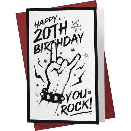 20th Birthday Cards for Him and Her - 20th Anniversary Cards for Mom and Dad - 20th Birthday Cards for Brother Sister Friends - 20th Birthday Cards for Men and Women Karto - You Rock