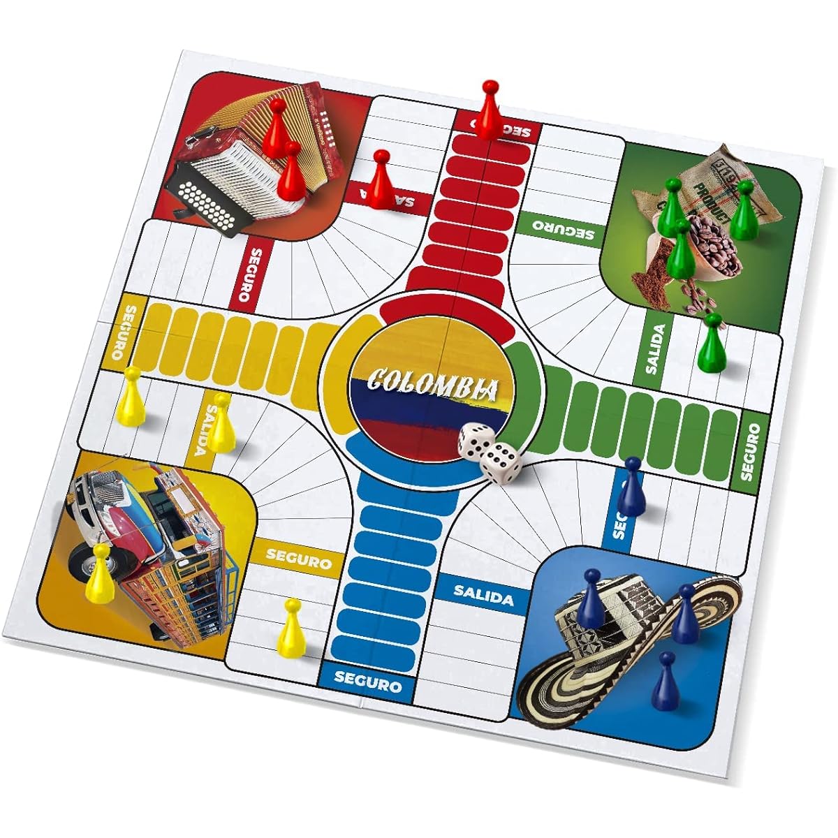Colombian Parks Board, Colombian Parques ボードゲーム, Parcheesi ボードゲーム, Board Games for Adults, Colombian Products, Colombia, Colombian Parks, Gift for a Colombian