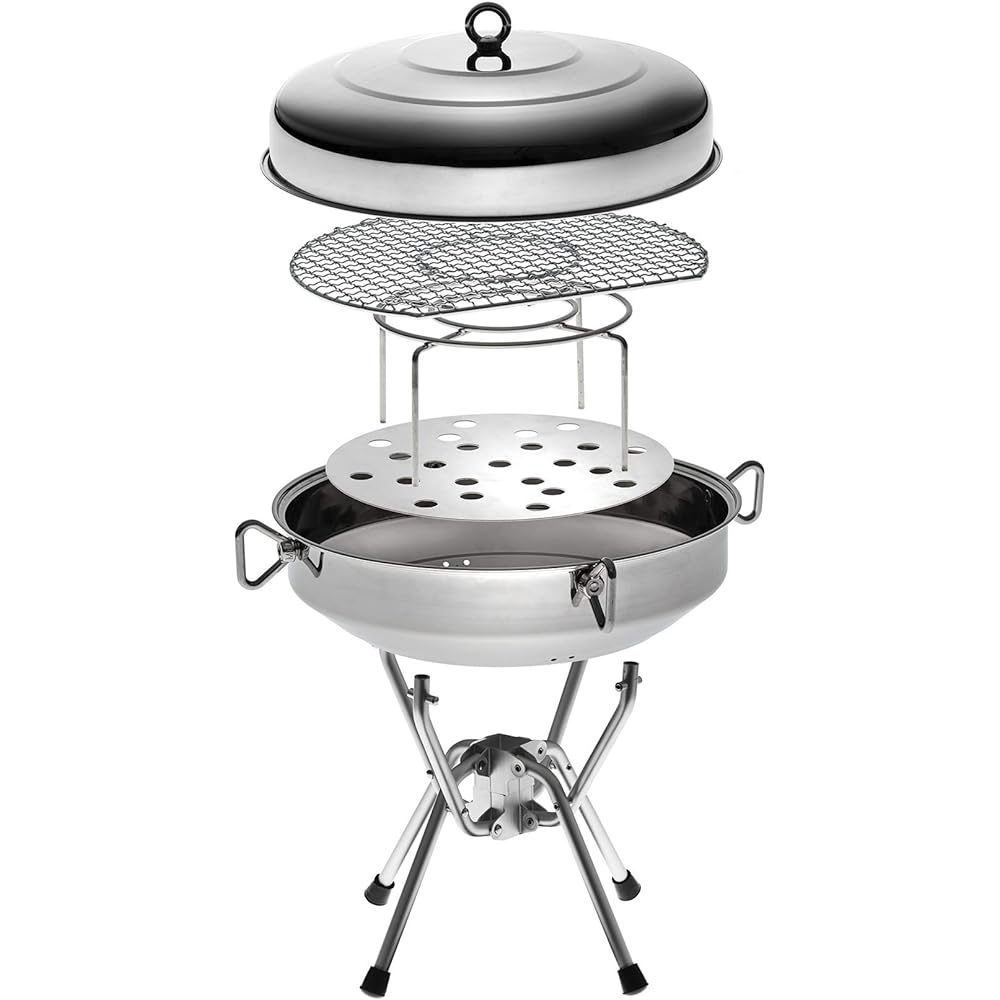 onway Fire Grill KANAE OW-4545-KANAE This circular grill set is easy to set up and comes with a lid for steaming. Convenient for outdoor camping and cooking with storage bag included
