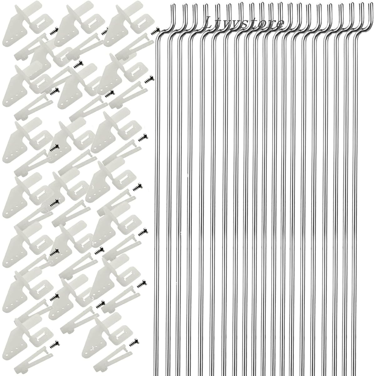 Ltvystore 304 Stainless Steel 1.2 x 450mm Z Push Rod Parts & 20pcs Nylon Control Horns 21x10mm Compatible with RC Airplane Boat Replacement