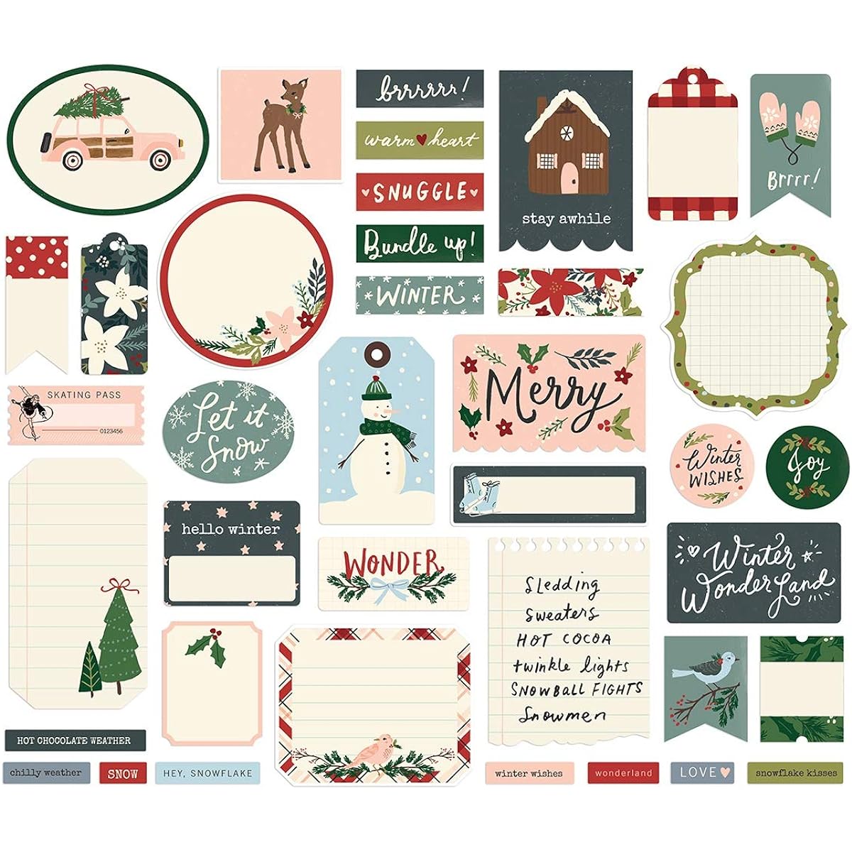 Winter Cottage Bits & Pieces Die-Cuts 39/Pkg-Journal -WCO13917