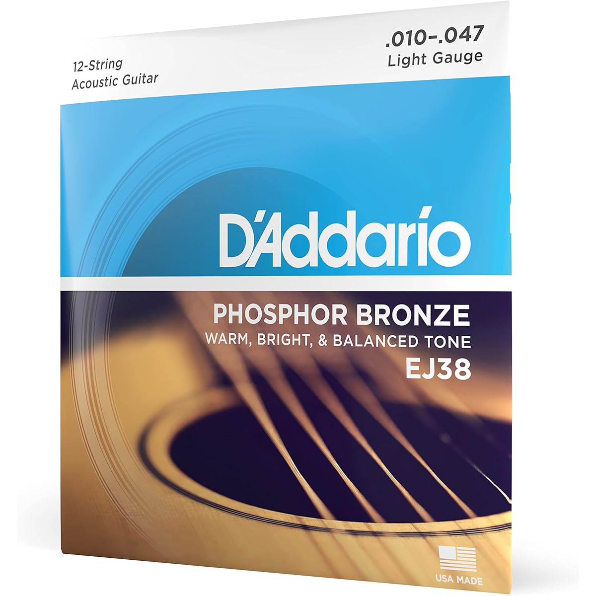 D'Addario Acoustic Guitar Strings Phosphor Bronze Light 12 Strings .010-.047 EJ38 x 10 Set [Domestic Genuine Product]