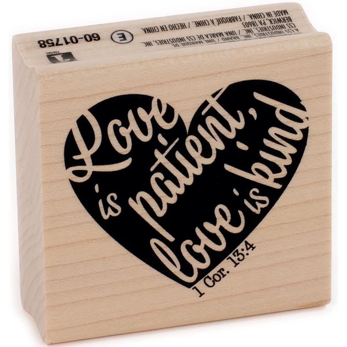 Inkadinkado 60-01758 Love is Patient Wooden Rubber Stamp for Arts and Crafts, 2" x 2"
