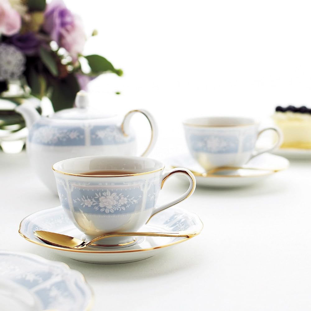Noritake Tea Pot 520cc Lace Wood Gold Blue Fine Porcelain T94423/1507-2
