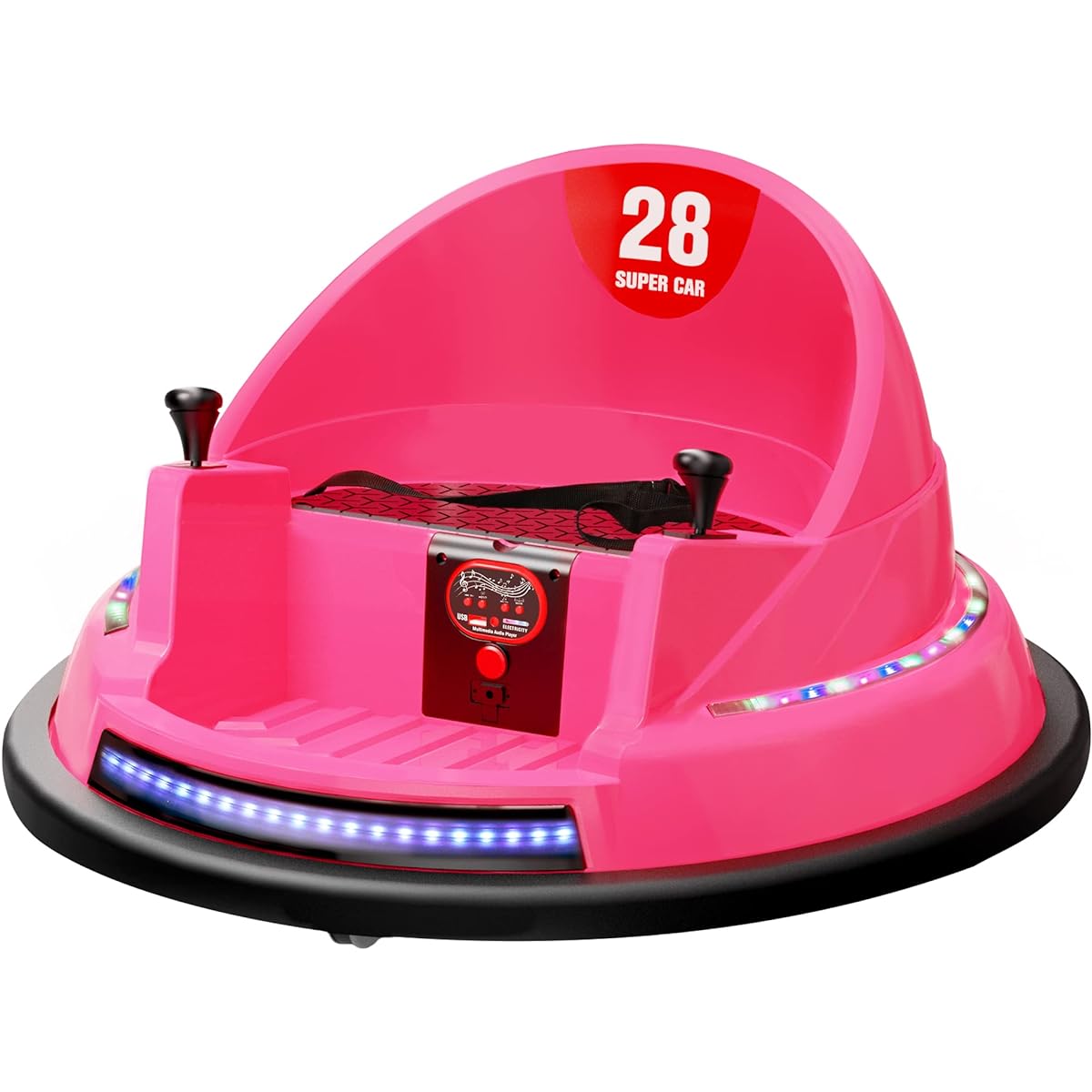 ROOMTEC Bumper Cars for Toddlers 1-3 12V Toddler Bumper Cars with Remote Control, Safety Certified, Flashing Lights, Music, 360 Degree Rotation, Birthday Gift (Pink)