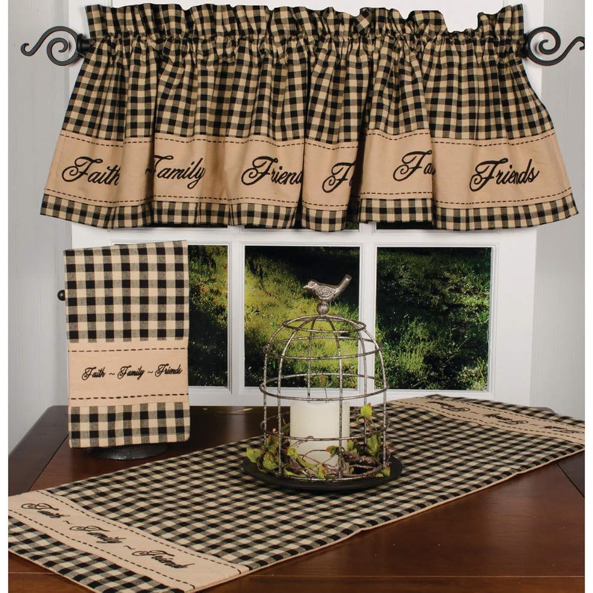 Raghu Faith-Family-Friends Home Collection Table Runner Black Nutmeg