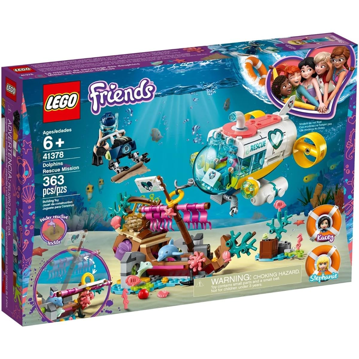 LEGO Friends Dolphin Rescue Submarine 41378 Block Toy for Girls
