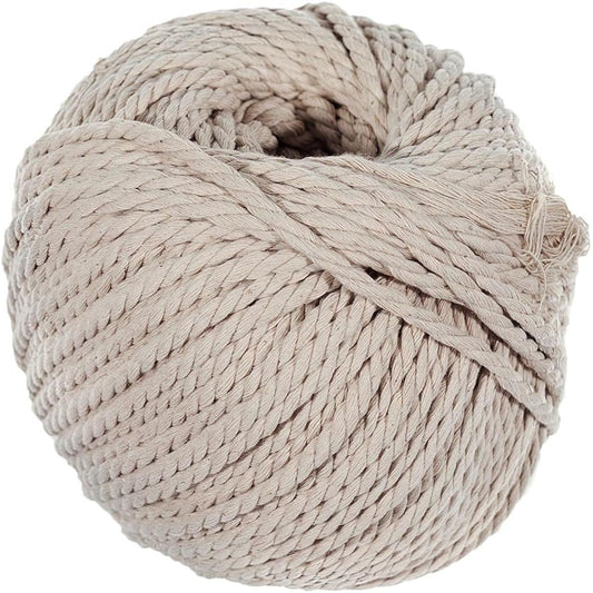 Natural Cotton Macrame Rope - Wall Hanging, Plant Hanger, Craft, Knitting Cord - Natural Rope - 3 mm, 4 mm, 5 mm (50 meters length) 4mm Ivory Off White CTNROPE-4MM-100MIVORY-~WCP_KK0219