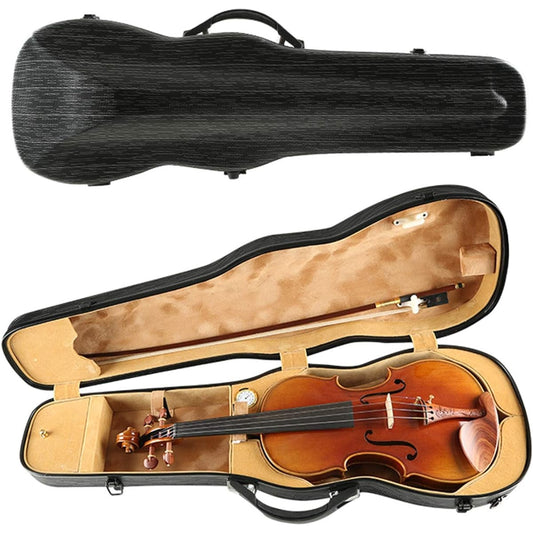 Violin Case Violin Piano Case Hard Shell Appearance Carbon Fiber Glass Fiber Musical Instrument Accessories Lightweight and Portable (Color: Dark Black, Size: 1/4)