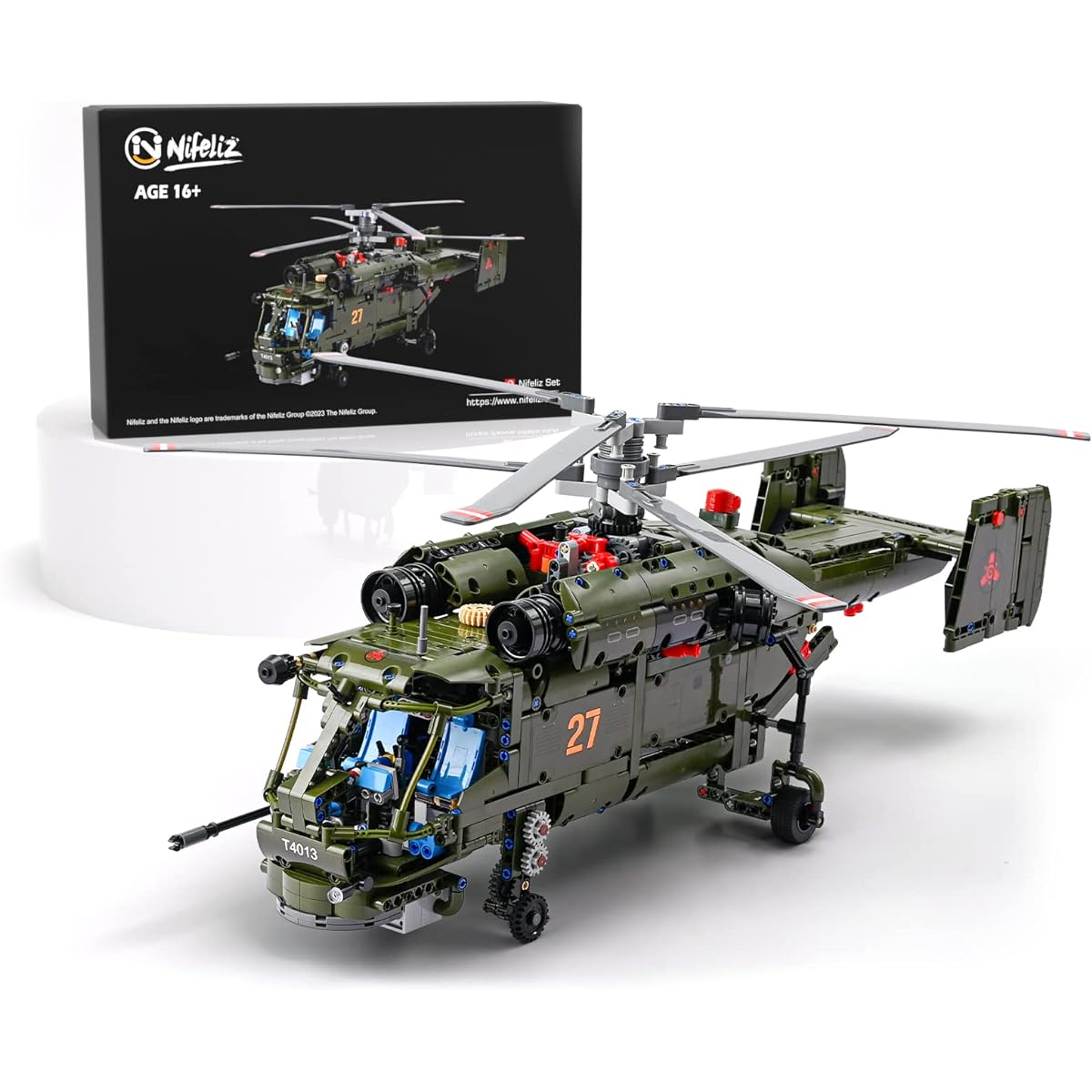 Nifeliz Ka-27 Helicopter Military Helicopter Building Set Collection Display Model for Adults Gift (1,800 Pieces)