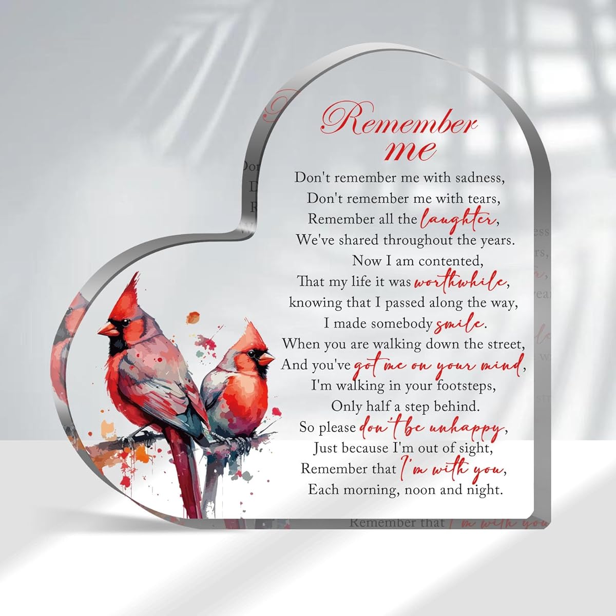 Sympathy Gift Acrylic Heart Memorial Gift Bereavement Gift Sympathy Gift Sympathy Table Decorations Loss of a Loved One Table Centerpiece Memories