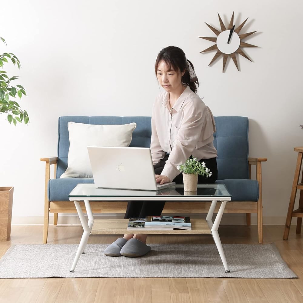 Fuji Boeki Display Low Table Width 80cm Natural Tempered Glass Claire 96226