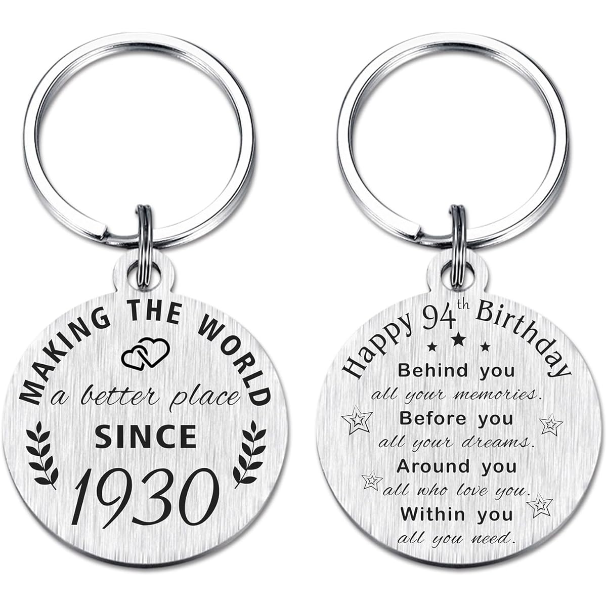 ABNTY 94th Birthday Gifts for Women and Men, 94th Birthday Keychain, Born in 1929 Gift, 1929 Birthday Decorations