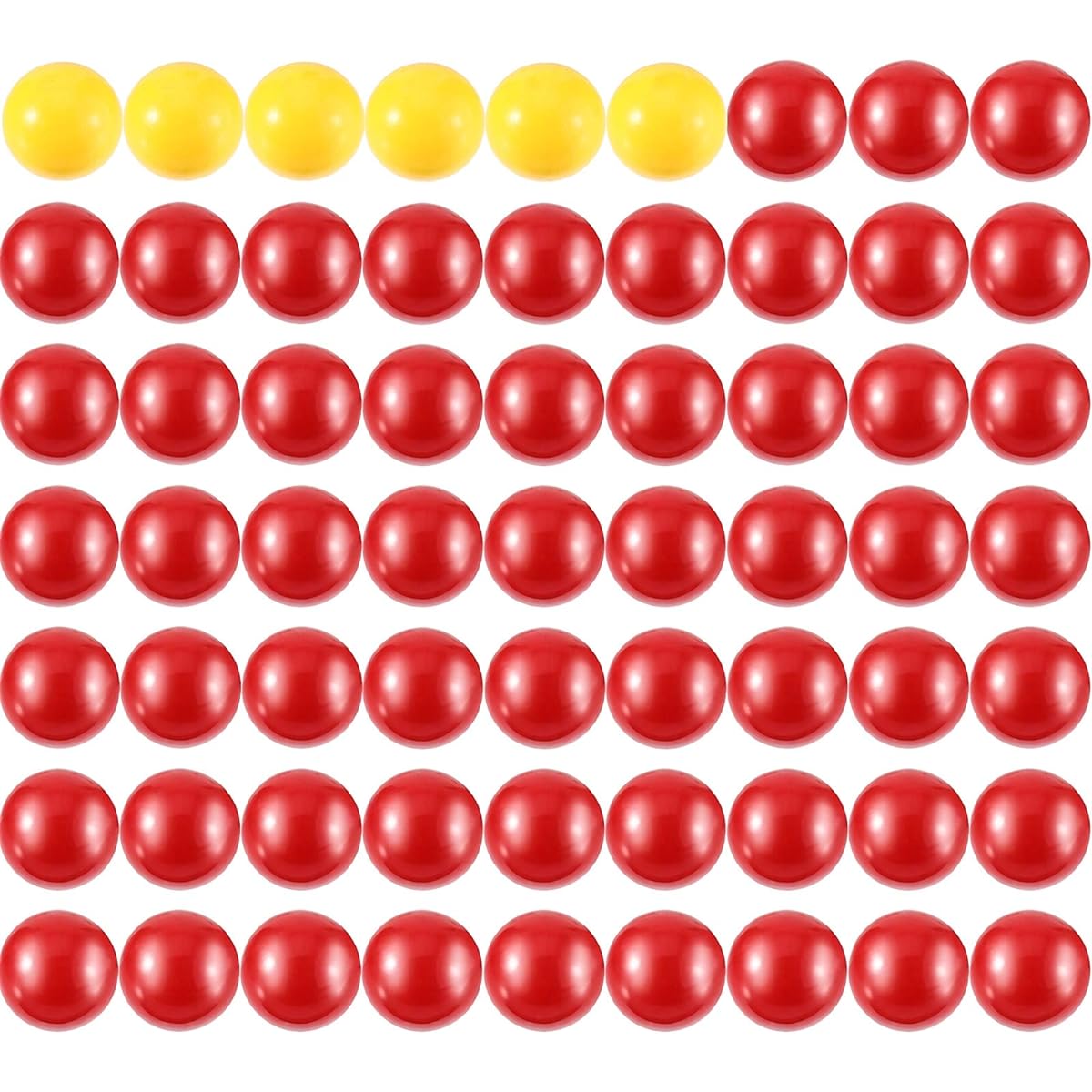 Gejoy 63 Piece Game Replacement Marbles, Set of 3 Game Replacement Balls for Hungry Hungry Hippos, 57 Red Balls and 6 Yellow Balls